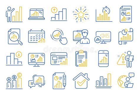 Graph Line Icons Set Of Chart Presentation Report And Increase Growth