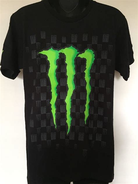 New Monster Energy Drink Green Claw Logo Promo Black Check T Shirt Men S Small Monster Energy
