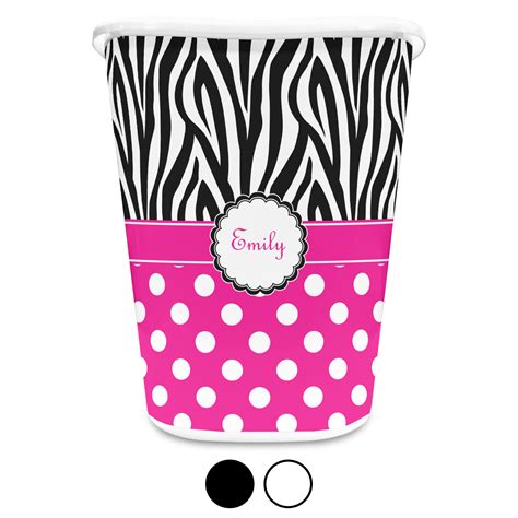 Custom Zebra Print And Polka Dots Waste Basket Personalized
