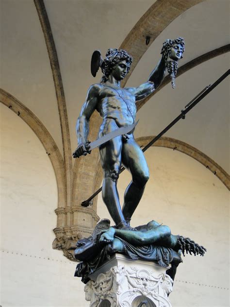 Bronze Perseus And Medusa In Piazza Della Signoria Florence Italy Rae