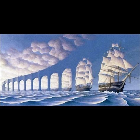 Ship Bridge Optical Illusion Illusion Paintings Optical Illusion