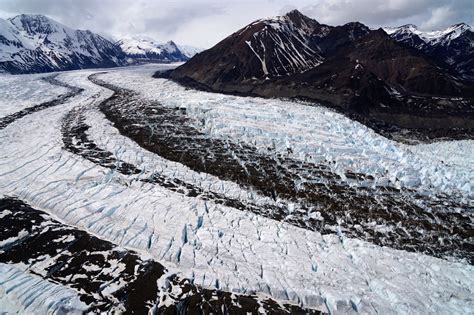 The best way to describe it is probably as a frenzied scavenger hunt, carried out on a grand scale. Dirty, Crevassed Glaciers in Alaska