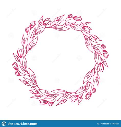 Hand Drawn Flower Wreath With Branches Vector Floral Design Spring