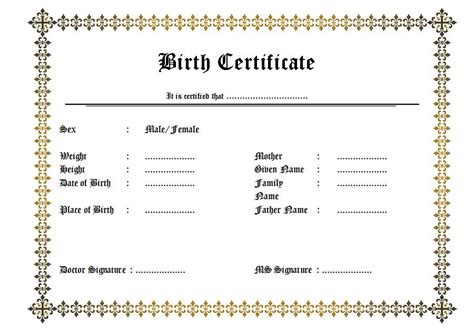 Cute Birth Certificate Template 16 Complete Designation