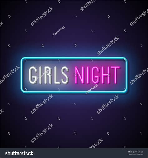 Girls Night Neon Banner Vector Illustration เวกเตอร์สต็อก ปลอดค่า