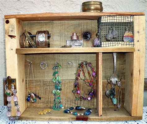 Rustic Hand Crafted Wood Jewelry Display Made From Upcycled Pallet Wood