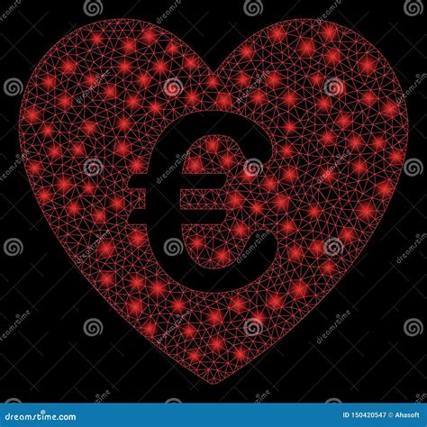 Bright Mesh Wire Frame Euro Love Heart With Flare Spots Stock Vector Illustration Of Contour