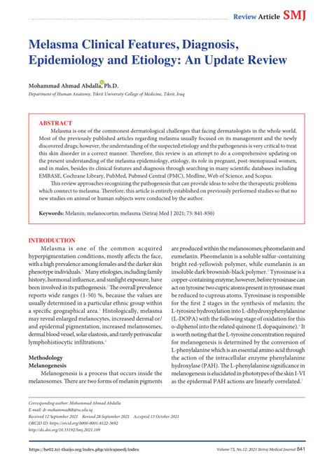 Pdf Melasma Clinical Features Diagnosis Epidemiology And Etiology