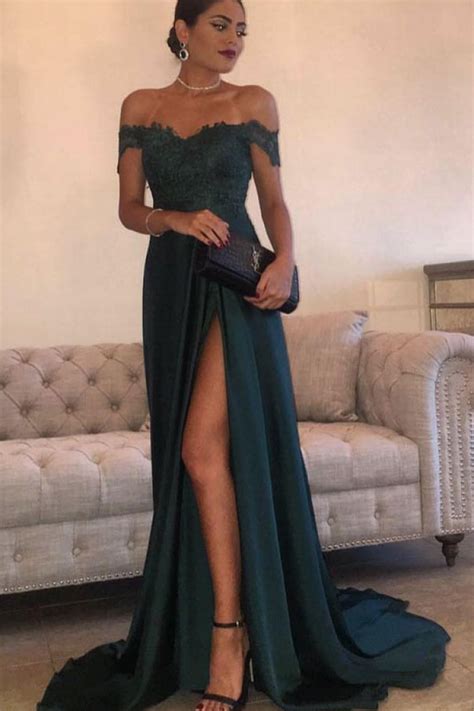 Short & long gowns, all at amazing prices! Floor-Length Sexy Prom Dresses Off-the-Shoulder High Side ...