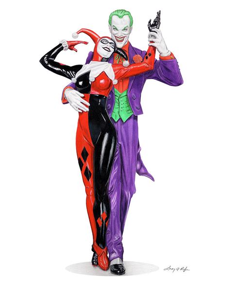 The Joker And Harley Quinn Drawing By Leroy Pugh