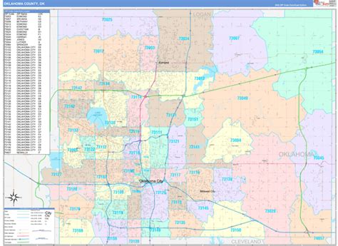 Oklahoma County Ok Wall Map Color Cast Style By Marketmaps Mapsales