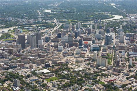Aerial Photo Downtown Winnipeg Skyline