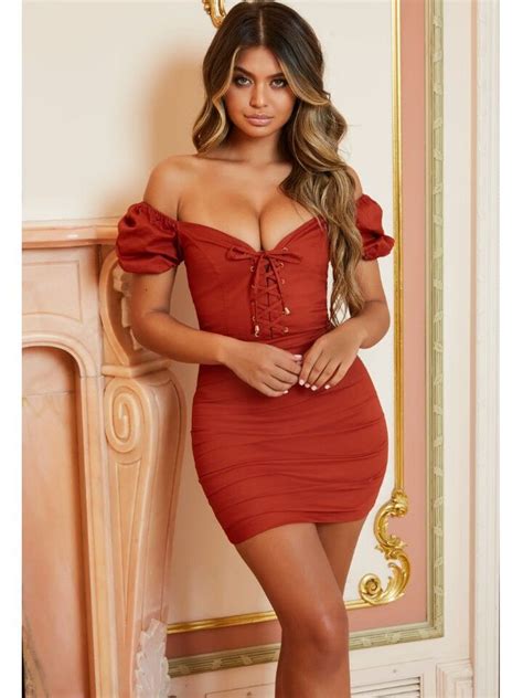 Pin by 𓂃𝐸𝓋𝒾𓂃 on short dresses Lace up bodycon dress Mini dress