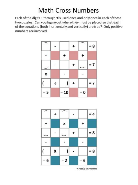 Cross Logic Puzzles Printable