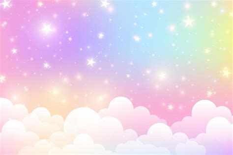 Cloudy Sky Background Unicorn Fantasy Pastel Galaxy Rainbow Cute