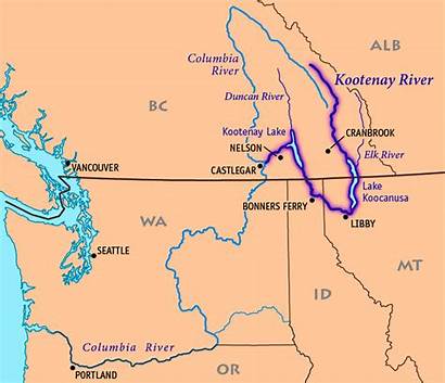 River Kootenai Map Kootenay Rivers Columbia Lakes