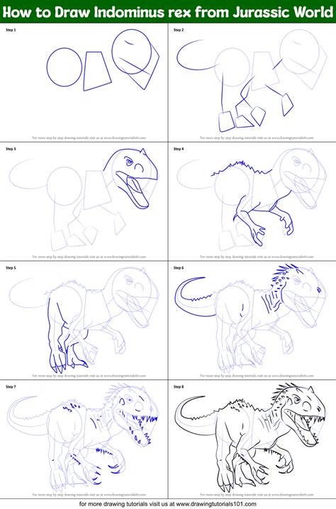 How To Draw Indominus Rex From Jurassic World Printable Step By Step