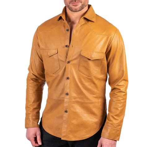 Men Leather Shirts Casual Leather Shirts Men Suede Leather Shirts