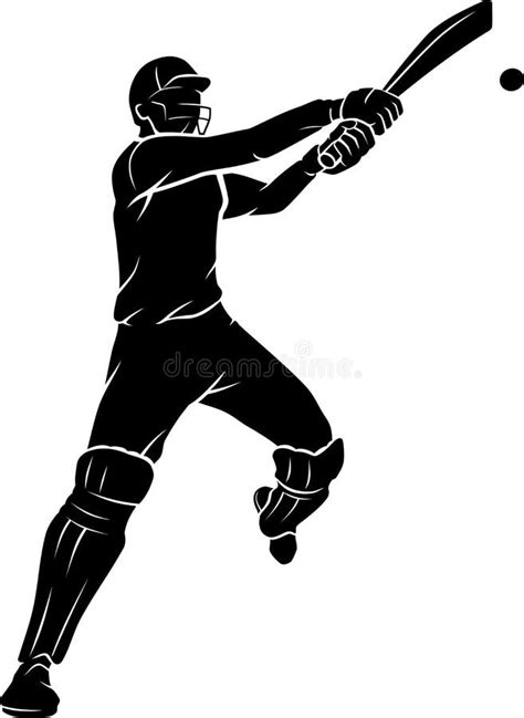Cricket Player Leaping And Swing Bat Stock Vector Illustration Of