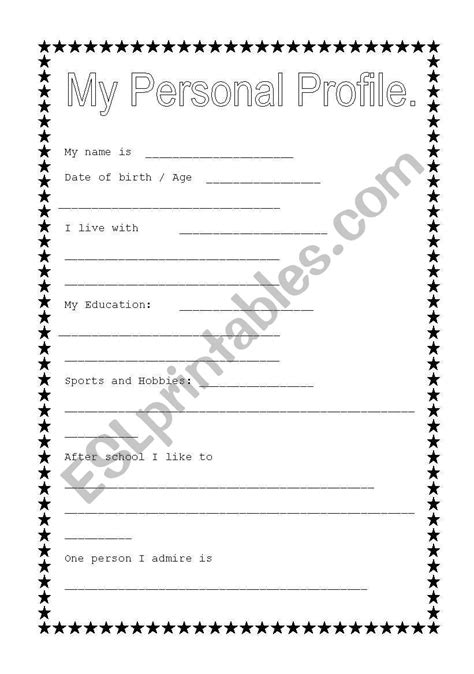 english worksheets my personal profile