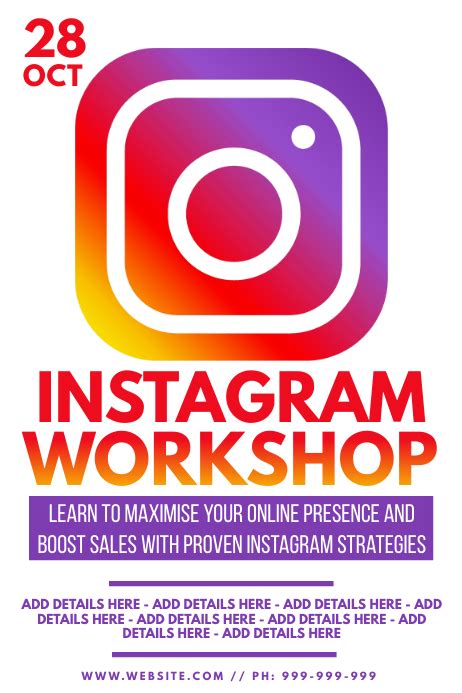 Instagram Workshop Poster Template Postermywall