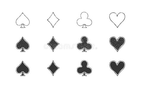 Card Suit Icons Symbols Of Cards Suit Playing Card Suit Stock Vector