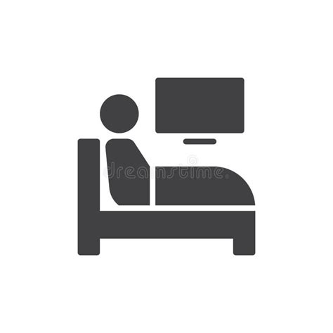 Watch Tv In Bed Icon Vector Filled Flat Sign Solid Pictogram Isolated