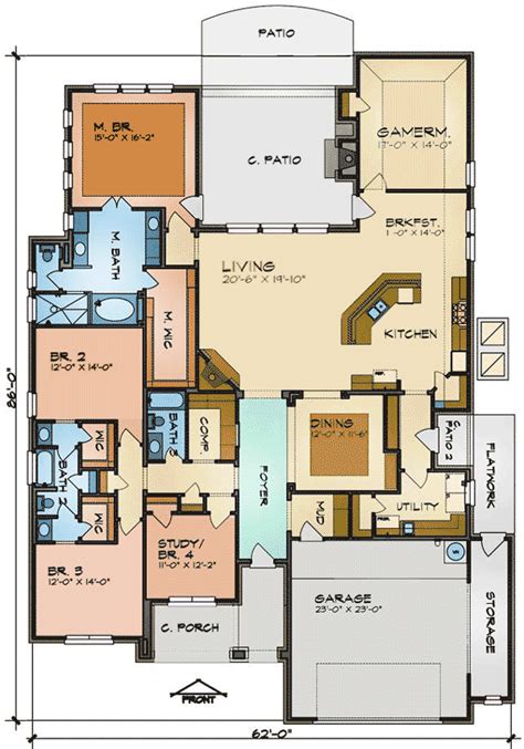 One Floor House Plan With Game Room 36932jg Architectural Designs