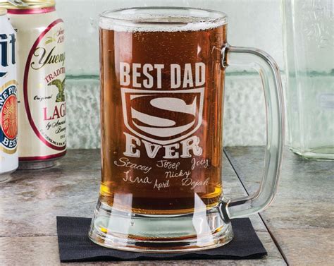 Best Dad Ever Fathers Day Beer Mug 16 Oz Engraved