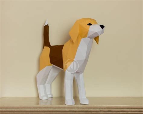 Beagle Papercraft Template Papercraft Dog Diy Beagle Etsy Low Poly