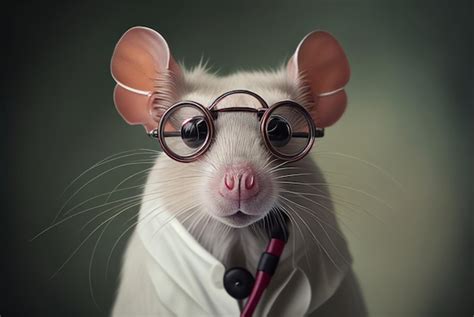 Premium Ai Image A Mouse With Glasses And A Lab Coat