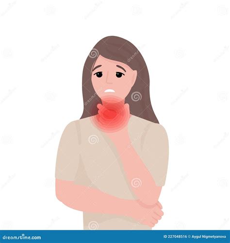 Woman Suffering From Sore Throat Isolated Vector Illustration Female