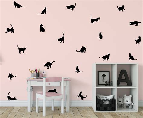 Cat Decal Black Cats Wall Decal Cats Stickers Cat Vinyl Etsy