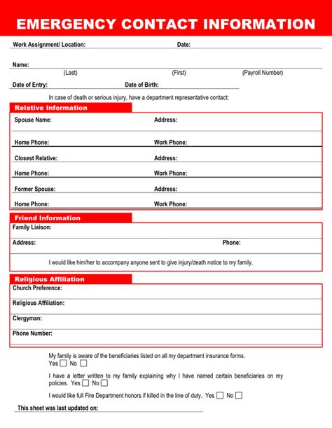 Emergency Contact Form Download Free Documents For Pdf Word And Excel