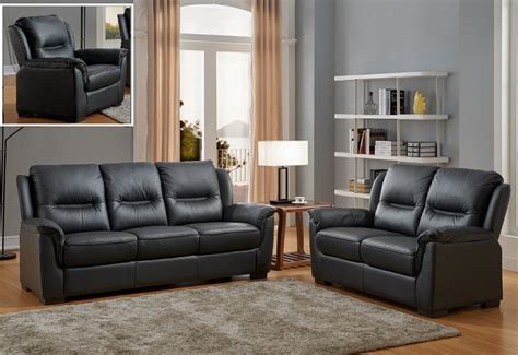 Sc Furniture Ltd Black High Grade Genuine Leather 3 Seater Sofa 2