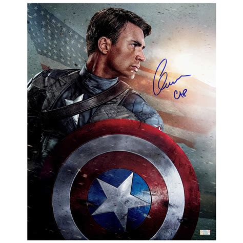 Lot Detail Chris Evans Autographed Captain America 16x20 The First Avenger Poster W Cap