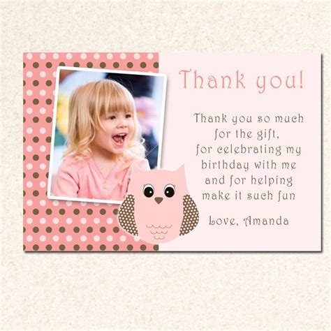 Baby shower thank you wording etiquette. Printable Thank You Cards Owl Look Whos Polka dots Photo Birthday Party Baby Shower Girl Notes 1st