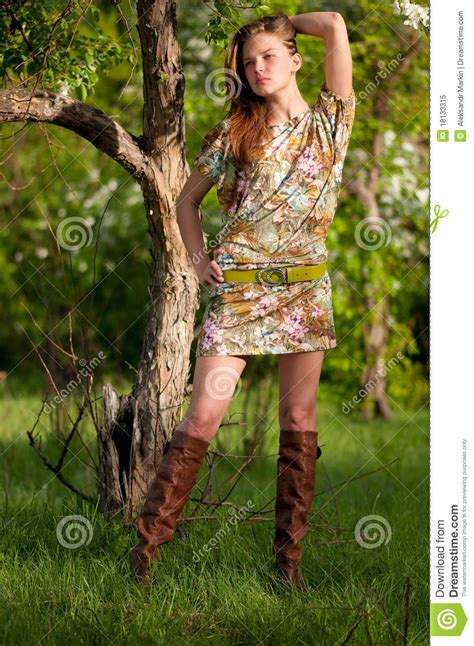 Beautiful Young Fashion Woman Posing Outdoor Stock Image