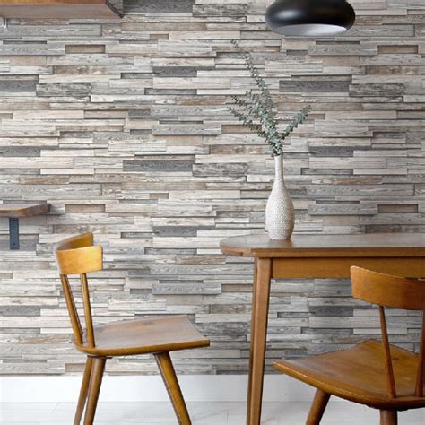 Ideal for rental or home decorating. Reclaimed Wood Plank Peel & Stick Wallpaper - Lelands ...