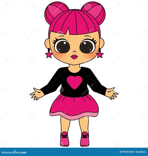 Pink Haired Pretty Teenage Girl Cartoon Vector Art 119985134