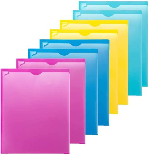 Plastic Pocket Folders 8 Pack Prong Folders With Clear Front Cover