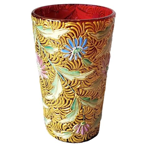 Antique Bohemian Gilt Enameled Art Glass Attributed To Moser Glassworks For Sale At 1stdibs