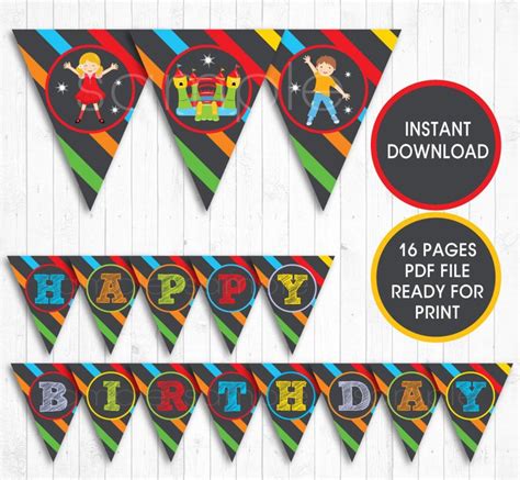 Bounce House Banners Birthday Bunting Flags Instant Download Etsy