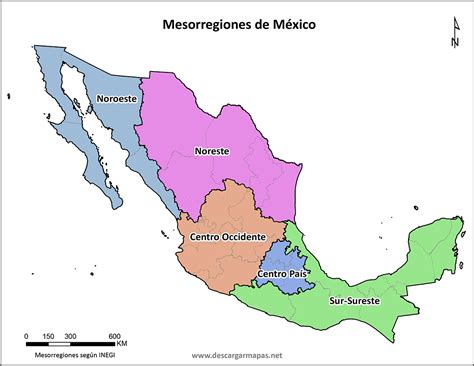 Mapa Ilustrado Vectorial De Mexico Con Regiones O Estados Y Divisiones