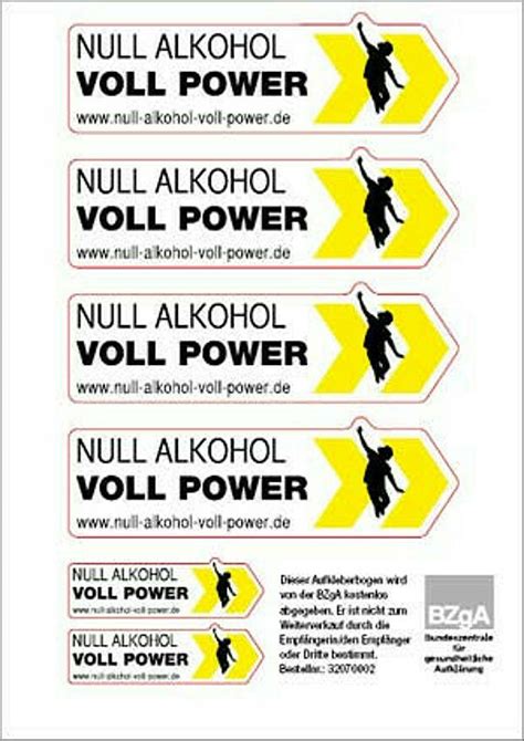 infomaterialien zur kampagne null alkohol voll power