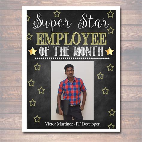 Editable Employee Of The Month Printable Office Printable Boss