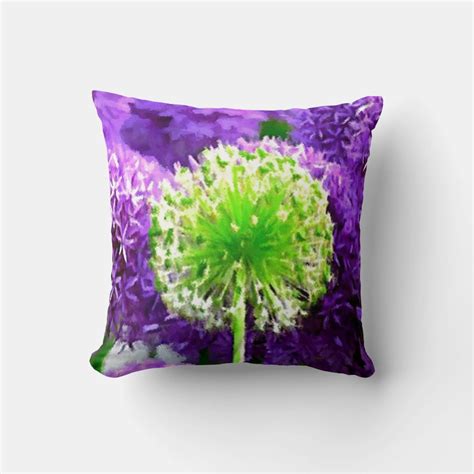 Dare To Be Different Lime Green Purple Flowers Throw Pillow Zazzle