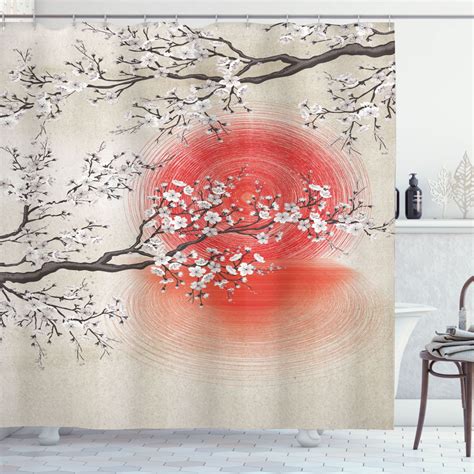Cherry Blossom Sakura Branches Japanese Sun Shower Curtain Extra Long