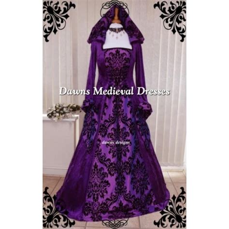 Medieval Pagan Goth Renaissance Wedding Dress Purple Hood Dawns