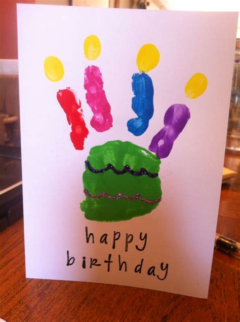 Diy Happy Birthday Card Easy For Kids Paint Hand Fingers And Add